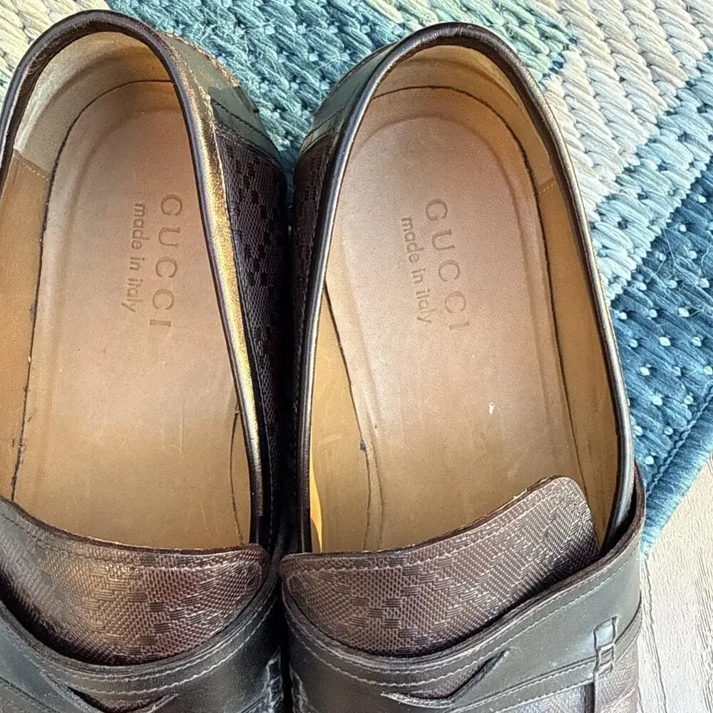 Gucci Hilary Lux Diamante Leather Loafer Mens Shoes 245583 Brown IT 9.5 US 10.5